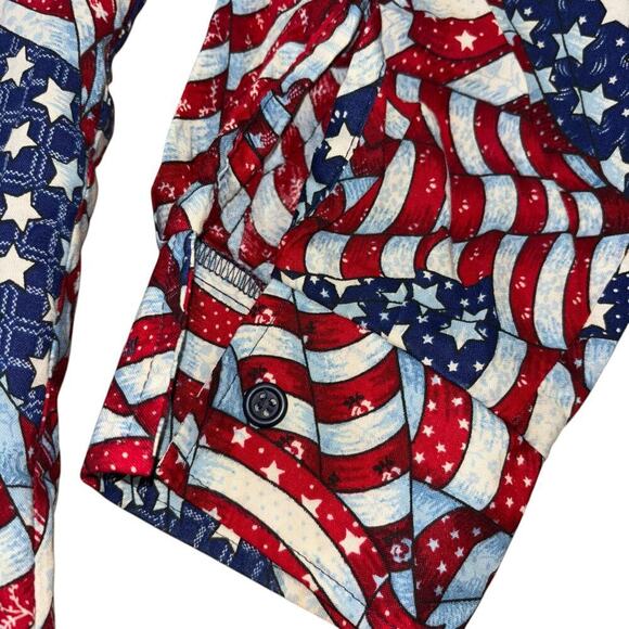 VTG Andrew McMullan USA Flag Button Down Shirt Men’s M 100% Cotton Americana - Picture 6 of 12